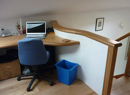 Curved oak desk